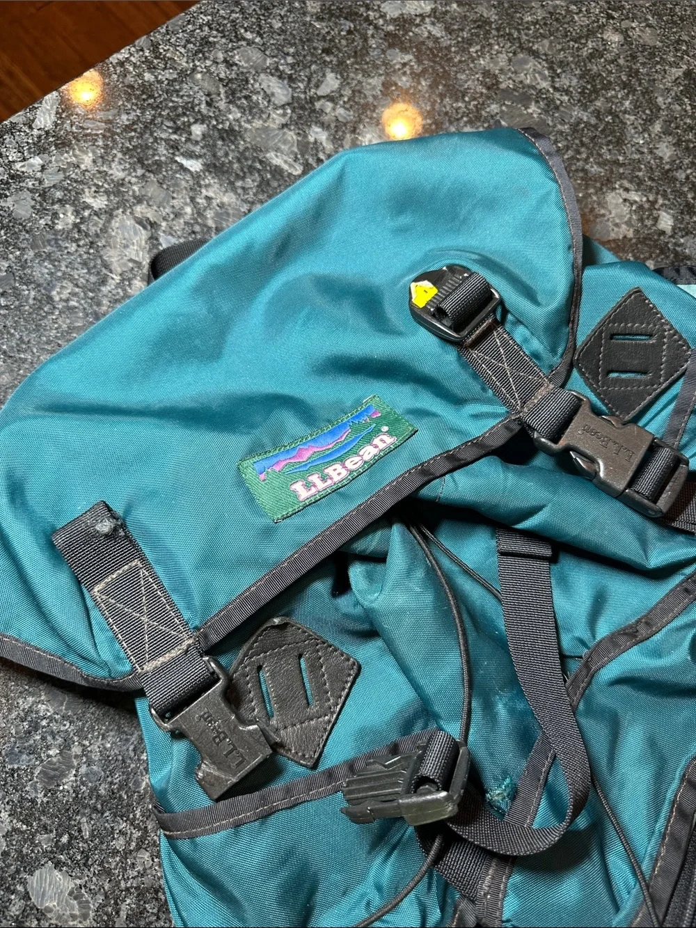 Vintage LL BEAN Rucksack Back Pack Leather Bottom